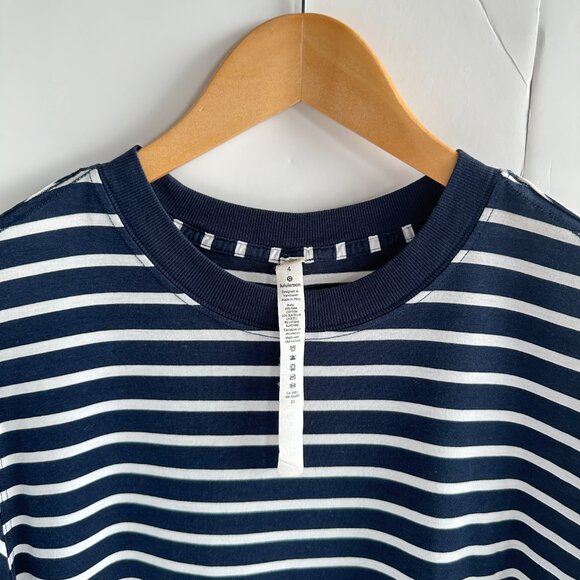 Lululemon All Yours Boyfriend Tee - Navy & White Stripes - Picture 6 of 7